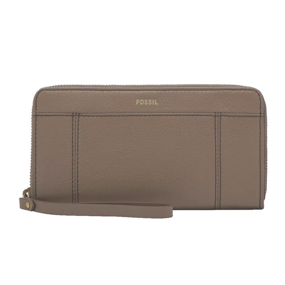 Fossil Jori Zip Clutch wristlet RFID Wallet Khaki Tan NWT